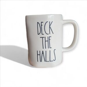 Rae Dunn Deck The Halls" 18 oz Christmas Coffee Mug  white with black Artisanal